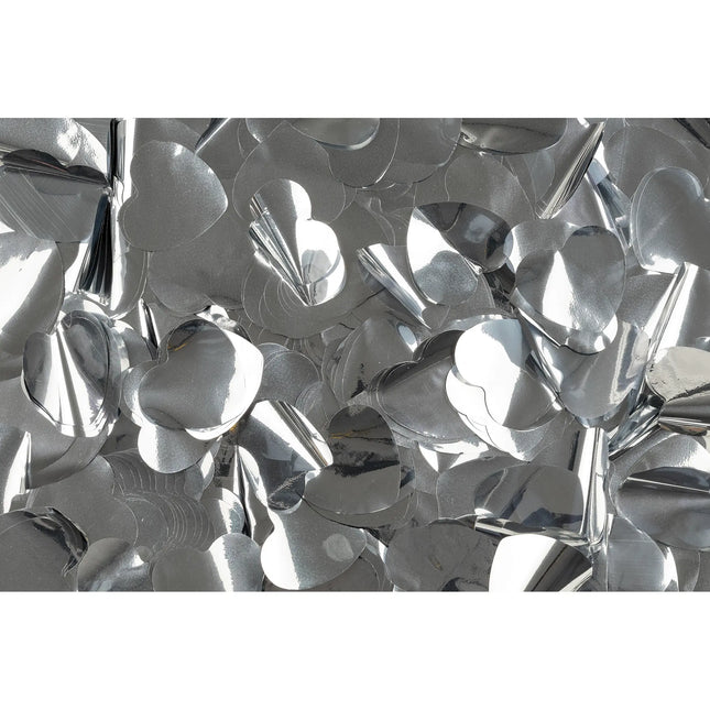 Showgear Metallic Confetti Hearts Ø 55mm Flameproof 1kg - Silver 