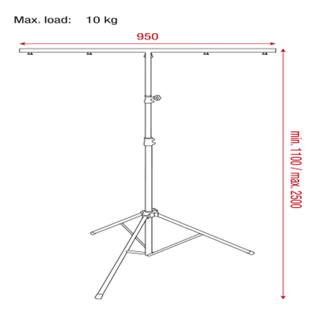 Showgear Light Stand Lite Telescopic Tubes Up to 10kg 250cm 