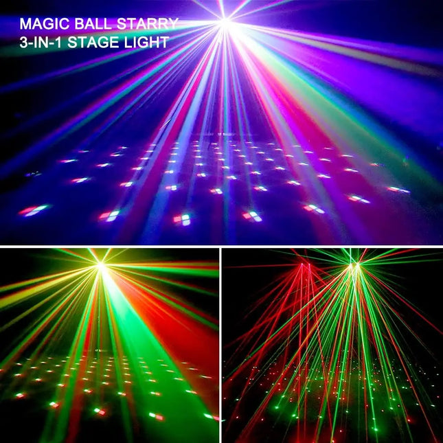 SkyDisco® Combo 370 Party Light 3-in-1 with Crystal Ball / Lasers / Strobes 