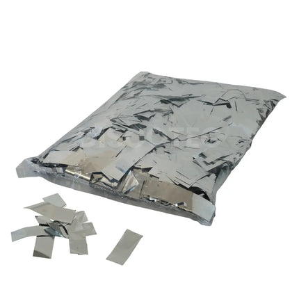 Showgear Metallic Confetti Rectangle 55x17mm Flameproof 1kg - Silver 