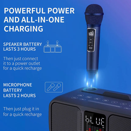 SDRD SD-318 Bluetooth Karaoke Speaker with 2 Wireless Microphones