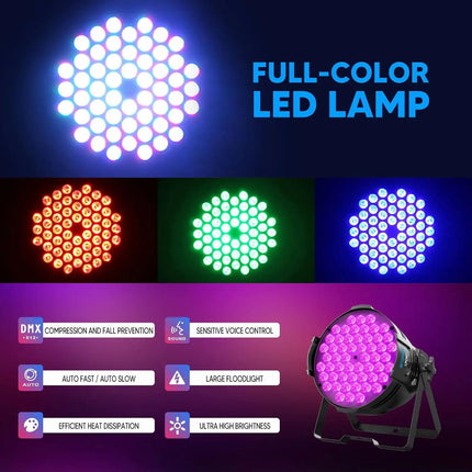 BETOPPER LPC007 LED Par Stage Light 54x3W RGB 3-in-1 DMX 