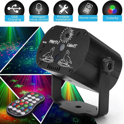 SkyDisco® Mini Laser Party Light RG LED Compact Home Laser USB 