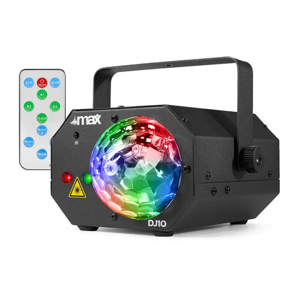 Max DJ10 Combo Lighting Effect LED Disco Ball & Laser Party Light 