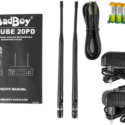 MadBoy U-TUBE 20PD Rechargeable Wireless Microphones Switchable Frequencies 