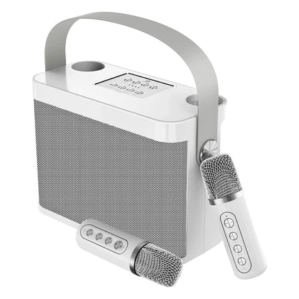 SkyDisco YS-219 Karaoke Machine with 2 Wireless Microphones Portable Speaker 60W Bluetooth - White