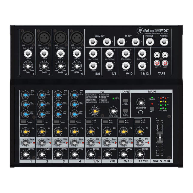 Mackie Mix12FX 12ch Compact Effects Mixer 4-Mic/Line + 4-Stereo Input