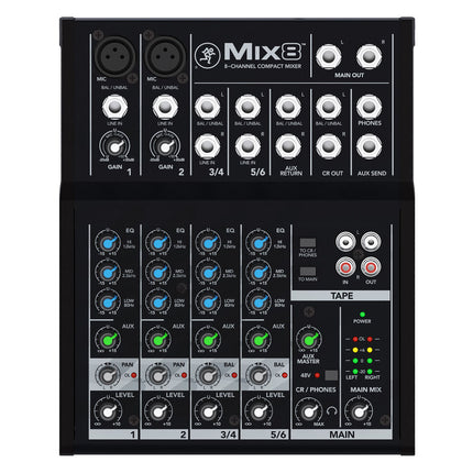 Mackie Mix8 8 Channel Compact Mixer 2-Mic/Line + 2-Stereo Input