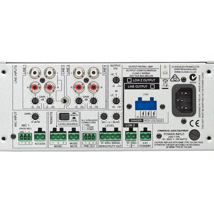 Cloud MA60 (CLOUD) Mixer Amp 4-Line/1-Mic Input 1/2 Rack 60W 4Ω