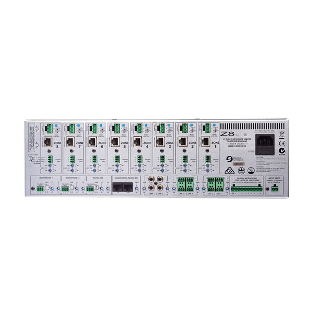 Cloud Z8 Mk4 Eight Zone-Mixer 6-Line+2-Mic+Paging Mic Input 3U