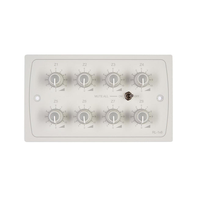 Cloud RL-1x8W 8-Zone Remote Volume Control Plate with Mute All White