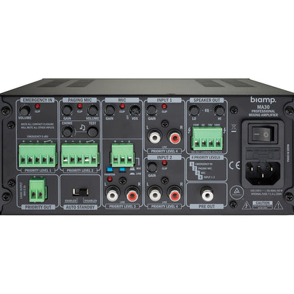 Apart MA30 100V Mixer Amp 30W 1-Mic/2-Line 240VAC 2U