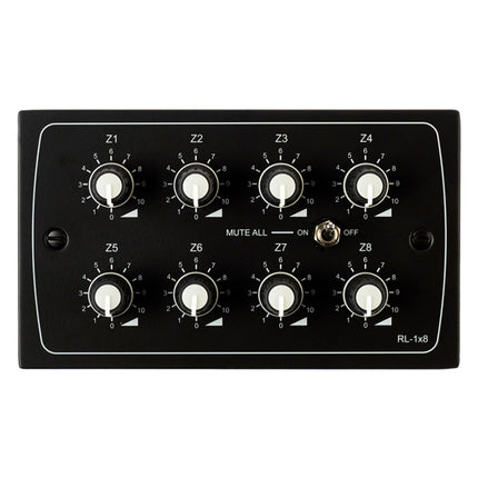 Cloud RL-1x8B 8-Zone Remote Volume Control Plate with Mute All Black