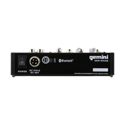 Gemini GEM-05USB Compact 5-Channel Bluetooth Mixer