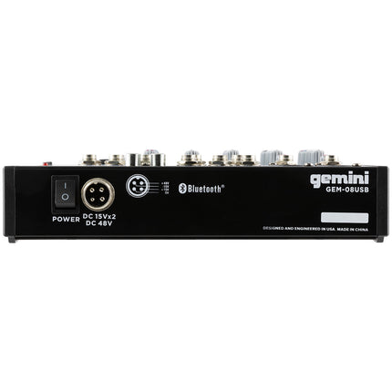 Gemini GEM-08USB Compact 8-Channel Bluetooth Mixer