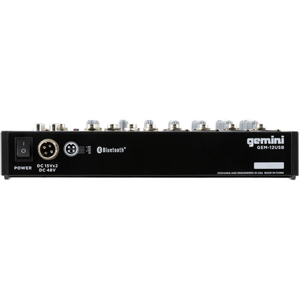 Gemini GEM-12USB Compact 12-Channel Bluetooth Mixer